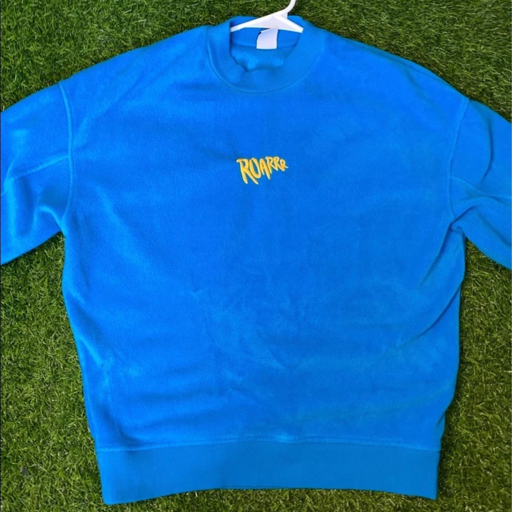 Zara Light Blue Sweater ‘ROARRR’ Design graphic designer Size Large regular fit